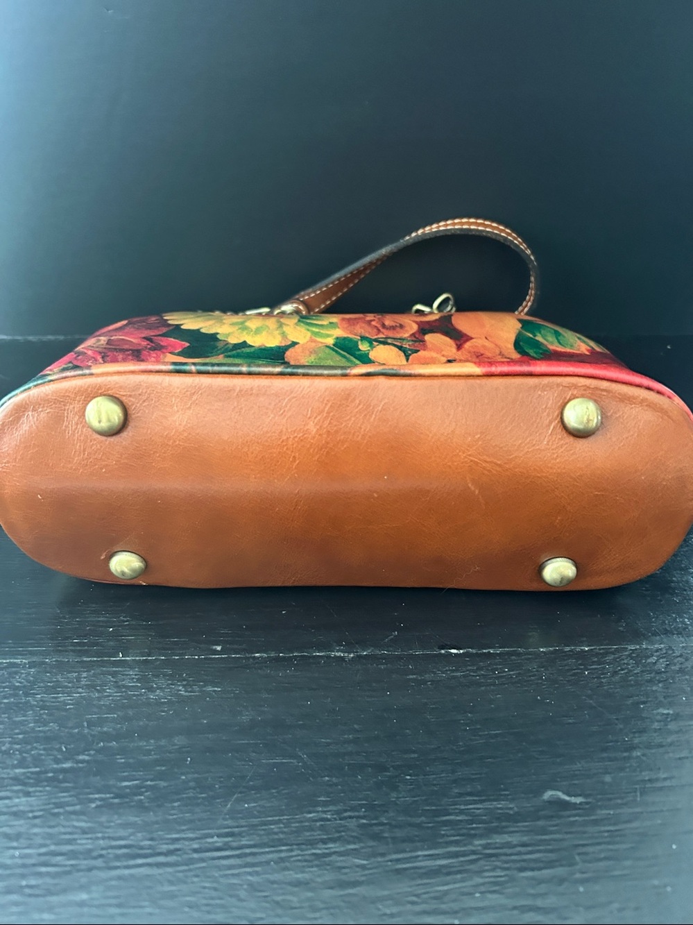Patricia Nash Floral Orange Handbag with Chain Strap - Picture 4 of 8